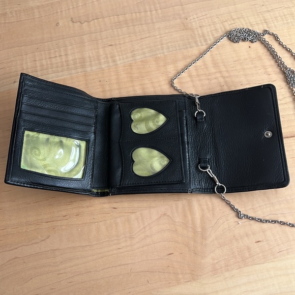 BRIGHTON Wallet Purse Crossbody Black Leather and Silver - Picture 4 of 14